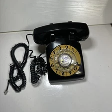 Bell Systems 500DM Black Rotary Telephone With Rare Large Number Plate