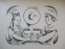 DE CAPPE SIGNED MID CENTURY DRAWING ILLISUTRATION ORIGINAL SURREAL SINGING RADIO