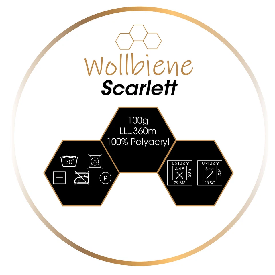 Wollbiene Scarlett Strickwolle 5x100 gr 500gr Polyacryl Häkelwolle Uni Wolle - Bild 2 von 2