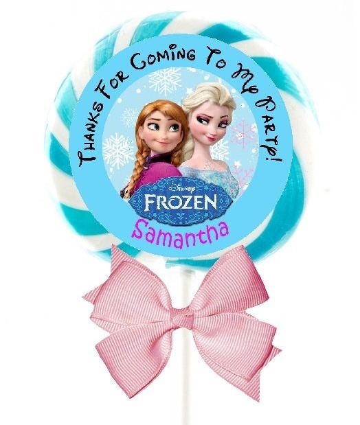 1.5", 2", 2.5" DISNEY FROZEN BIRTHDAY LOLLIPOP CUSTOM PARTY STICKERS