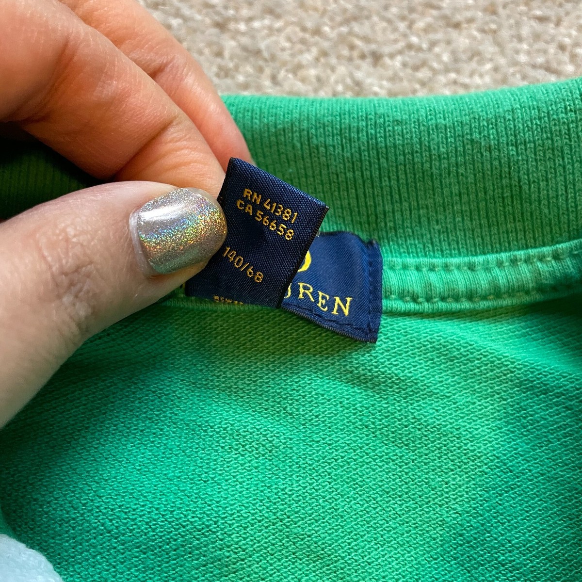 ビット Polo Ralph Lauren Polo Shirt Boys Small 8 Green Spellout Preppy