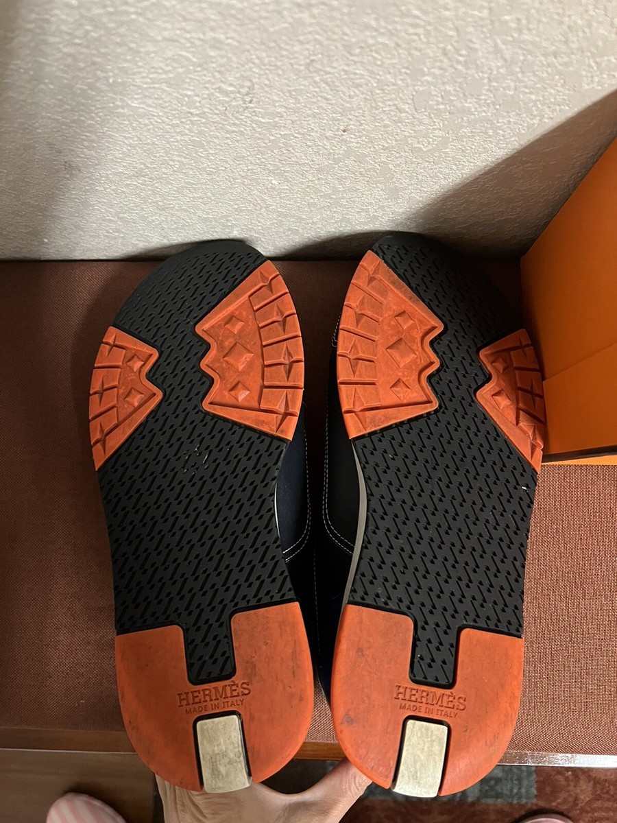 HERMES PARIS Trail Icon Style Sneaker in Calfskin Blue  display picture 1