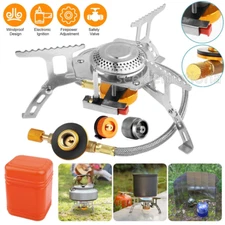 3900W Camping Gas Stove with Piezo Ignition,1LB Propane Tank Adapter for Camping
