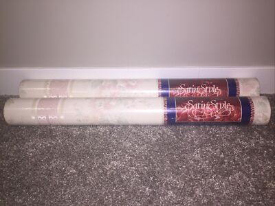 Vintage Mayfair Vinyl Wall Paper Satin Style Flowers 20 x11yd 2 Rolls