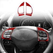 For Hyundai Kona N 18-23 Red Carbon Fiber Dashboard Steering Button Panel Cover