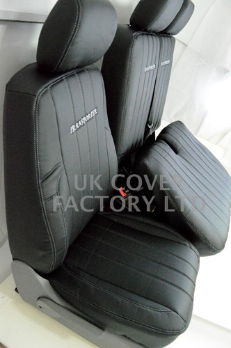 FORD TRANSIT CUSTOM 2013-2021 Van Seat Covers- PVC Leather X121BK-GY - Picture 11 of 12
