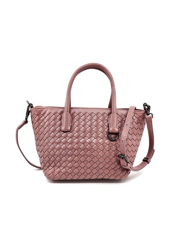 HZ-3069 Women's Vegan Leather Woven Small Top Zip Satchel Tote - Afbeelding 2 van 18