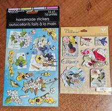 2 Pkg 3D Beautiful stickers LOVE, BIRDS AND FLOWERS glitter butterflies