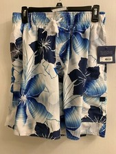 NWT MENS CROFT BARROW DRAWSTRING SURF SWIM SUIT, BOARD SHORTS,TRUNKS,FLORAL S