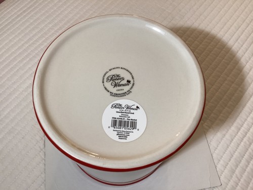Soporte para utensilio de barro con borde rojo de lino blanco para mujer NUEVO - Imagen 5 de 8
