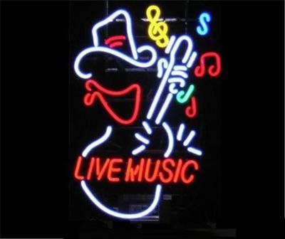 19''x15''Live Music Gitarre Neon Sign Handgefertigt Geschenk Neonschild Nachtlicht
