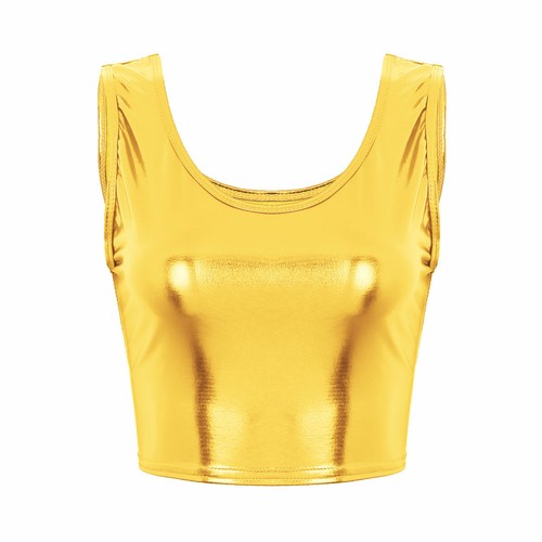 Mujeres Camiseta corta metálica sin mangas Rave Festival Baile Camiseta sin mangas Prendas para club nocturno - Imagen 59 de 114