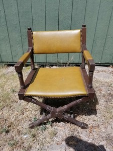 Vintage Paoli Wooden Cross Leg Faux Leather Seat Director Chair Ebay