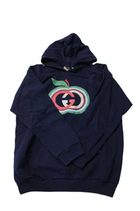 Pull col rond fille Gucci coton manches longues imprimé graphique scintillant bleu marine taille