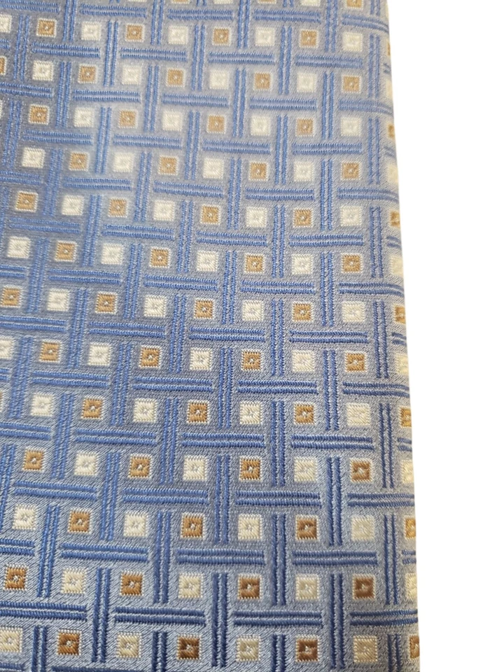 Corbata de diseñador Pronto-Uomo para hombre de lujo azul plateado geométrica 7 pliegues Foto 3 de 4