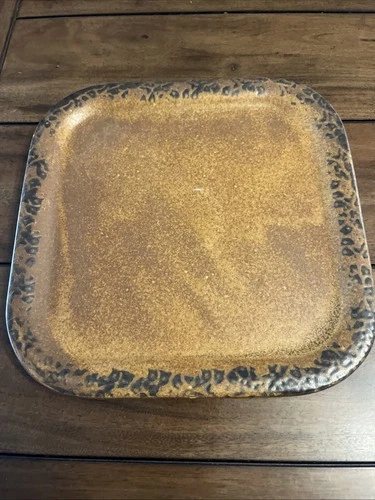 McCoy Vintage Canyon Mesa Square Dinner Plate 9.5 Inches Set of 2 Pottery-AS IS