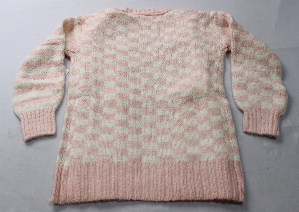 Cardigã aconchegante Sonoma feminino ajuste regular gola V AC2 rosa xadrez médio (8) novo com etiquetas  - Imagem 4 de 4