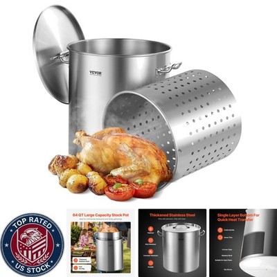 Heavy Duty 64 Quart Stainless Steel Stockpot - Perfect for Large Events