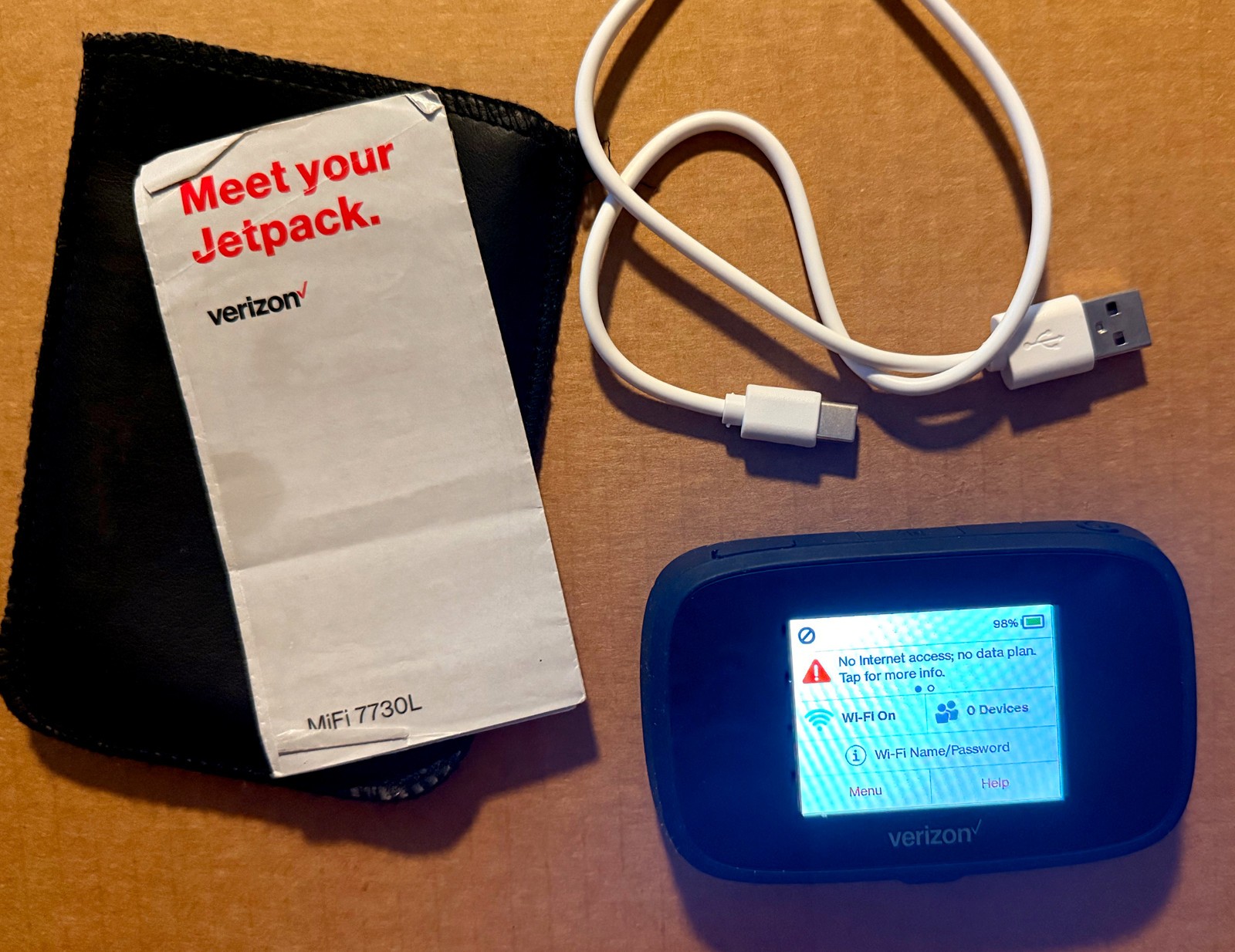 NovAtel MIFI 7730L Verizon Wireless Jetpack Mobile Hotspot +15W charger
