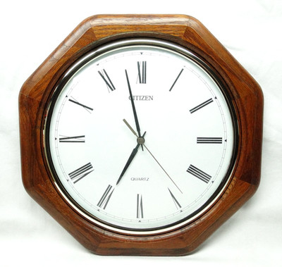 Citizen Quartz Batterie Wanduhr QH2987-B Echtholz Surround Rahmen Lünette Japan