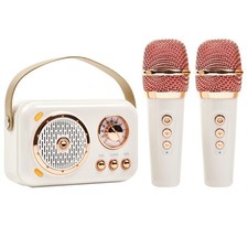Bluetooth Karaoke Speaker with Dual Wireless Microphones - Portable Rechargea...