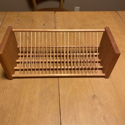 Vintage Rustic Oak Wood Desktop or Wall Mount 25 CD Display Storage Rack w Rods