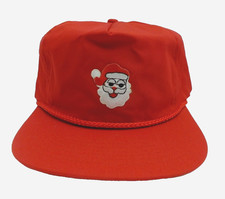 Santa Hat Holiday Christmas Snapback Dad Cap Santa Clause Red OSFA Vtg USA Made