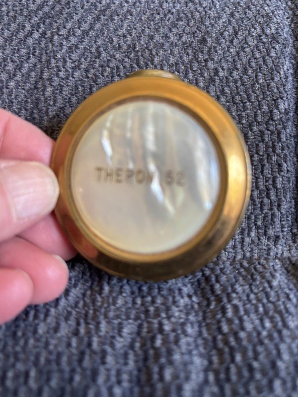 Theron 52   Mother of Pearl Vintage Lip Stick Holder with Mirror