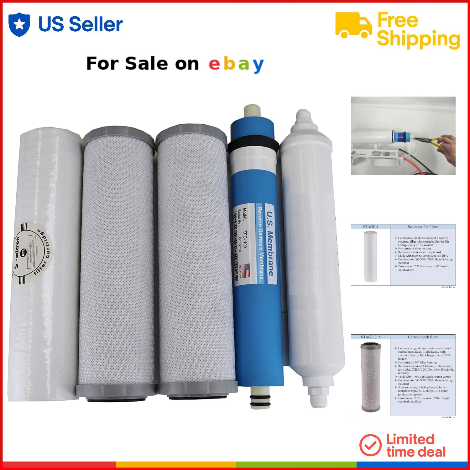 5 Stage High Capacity Reverse Osmosis Water Filter Safety Cleaner System