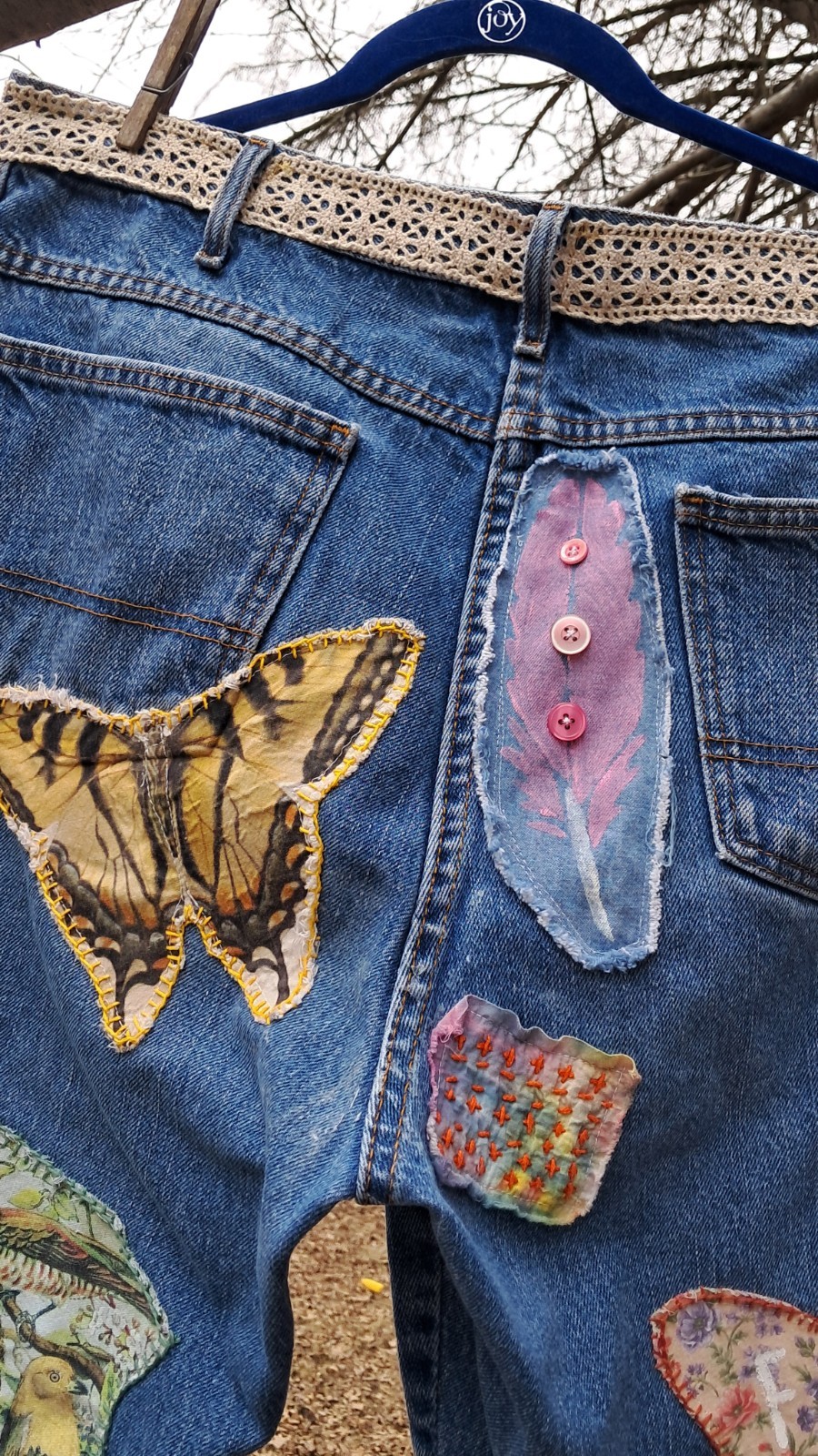 Upcycled  OOAK Reworked Boho   Patchwork Boyfrien… - image 9