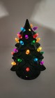 Vintage Mold Ceramic CHRISTMAS TREE 9” Painted Green Lights Up Battery Operated — photo 2
