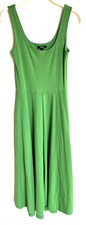 Alfani Women's Small Scoop Neck Green Stretch Sleeveless Maxi Dress Pockets