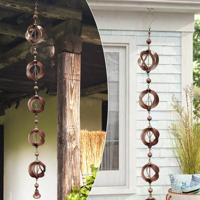Rotating Rain Chain for Gutter Metal Rainwater Catcher for Eaves Drainage Decor