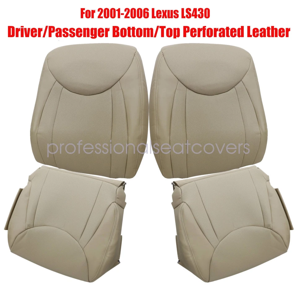 For Lexus LS430 2001 to 2006 Front Bottom/Top Seat Cover Replacement Leather Tan - Изображение 2 из 4