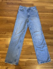 Zara Womens Straight Leg Jeans High Rise Light Blue Denim Size 2 EUR 34