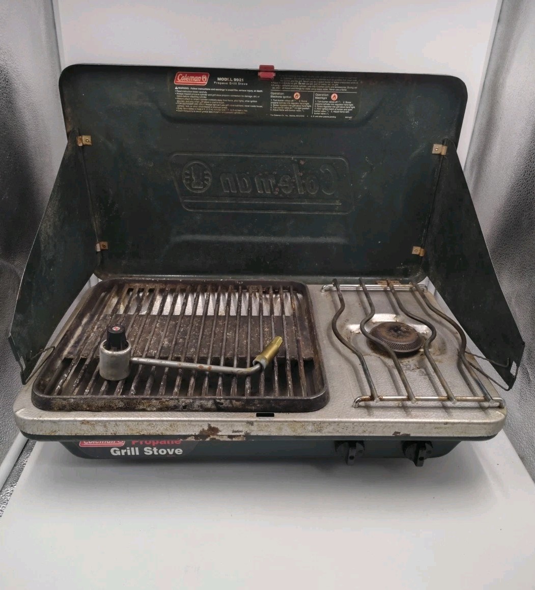 Coleman Model 9921 Propane Camping Grill / Stove combo - TESTED