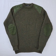 VTG House of Hardy Military Commando Sweater Wool Ribbed Knit Patches L 44-46