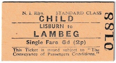 NORDIRLAND RWYS.       - Lisburn - Lambeg KINDERTICKET