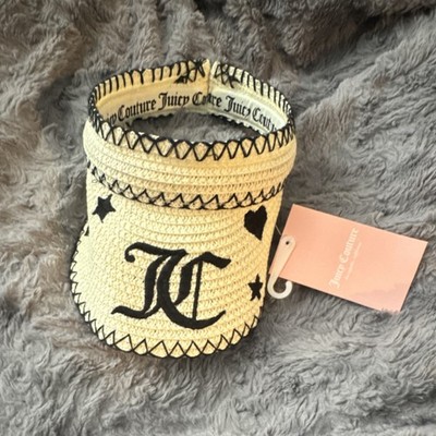 Juicy Couture Straw Visor Hat Beige Black Adjustable Logo  display picture 3