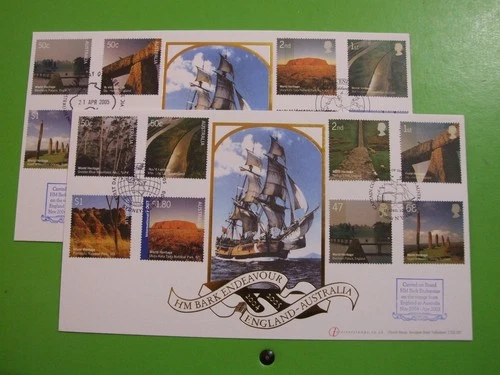 BUCKINGHAM FDC COVER 2005 JOINT STAMPS ENGLAND - AUSTRALIA CARRIED ONBOARD HM BA