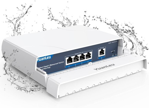 YuanLey 4-Port PoE Switch Gigabit Wasserdicht Outdoor 78W Built-in Power weiß