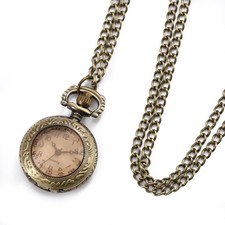 Tea Colored Glass Quartz Pocket Watch Unisex Casual Quartz Movement Mini Size
