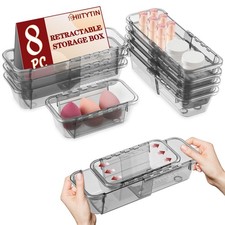 8 PCS Black Expandable Drawer Organizer, Medium Drawer Organizers and Storage...