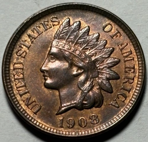 1908 Indian Head Cent — Uncirculated MS RB 🔥 Nice Reds, See Video!
