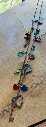Vintage GLASS WORKS Studio heart and charm necklace
