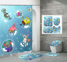 Funny SpongeBob SquarePant Pattern v1 Bathroom Sets, Shower Curtain Sets.