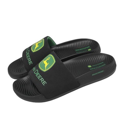 John Deere Skechers Black & Green Slide Sandals John Deere: Low Slider - Big Logo main image 4