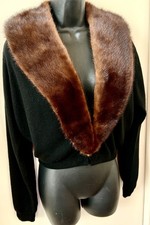 Pringle Scotland ROYAL WARRANT Cashmere w/ GENUINE MINK SHAWL COLLAR XS-S