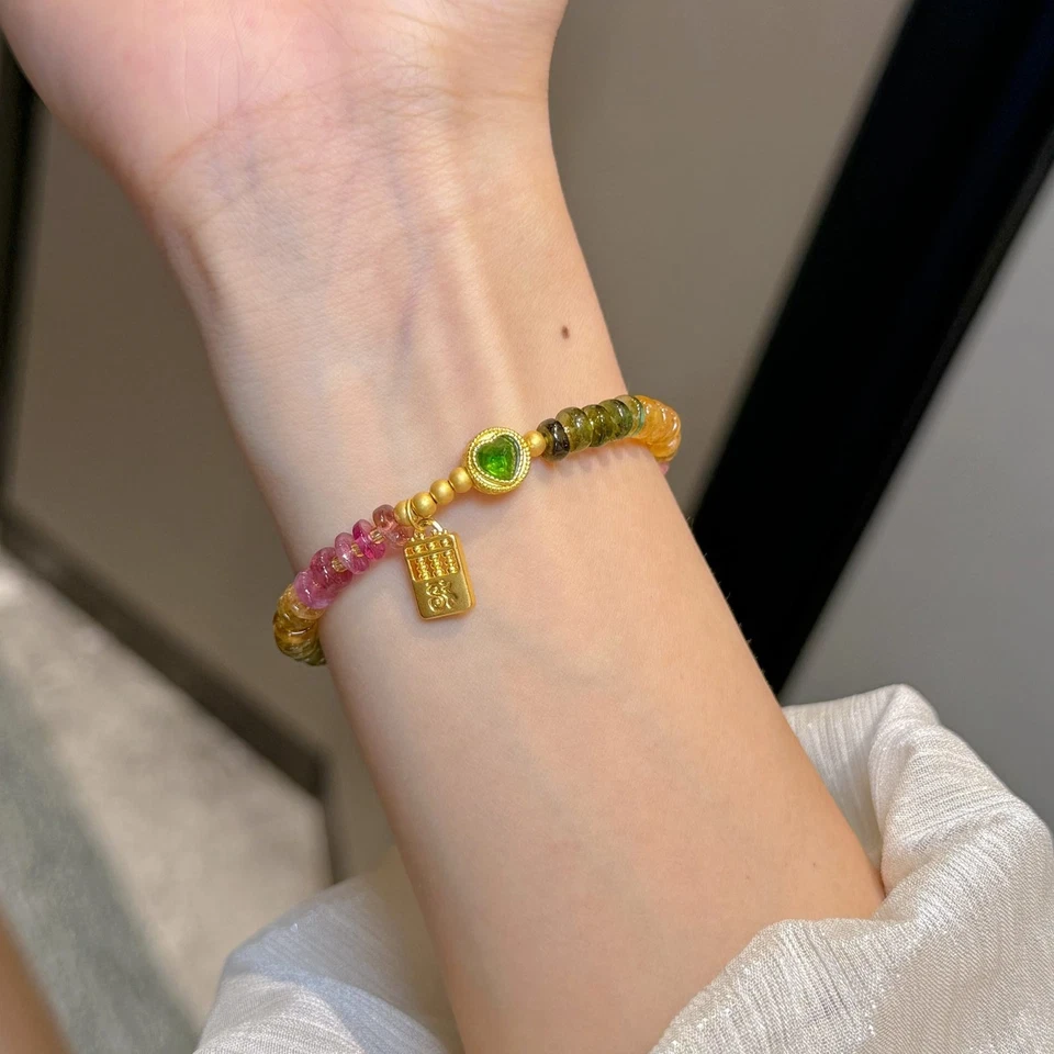 Colgante ábaco de oro puro: acento de turmalina, símbolo de riqueza Foto 3 de 4