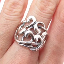 HAGIT GORALI Sterling Silver Vintage Ornate Modernist Oxidized Ring Size 8.25